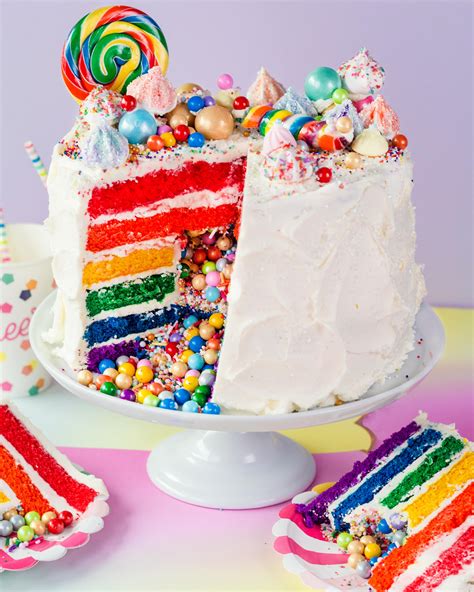 How To Make A Rainbow Layer Cake With A Candy Surprise Inside Kitchn