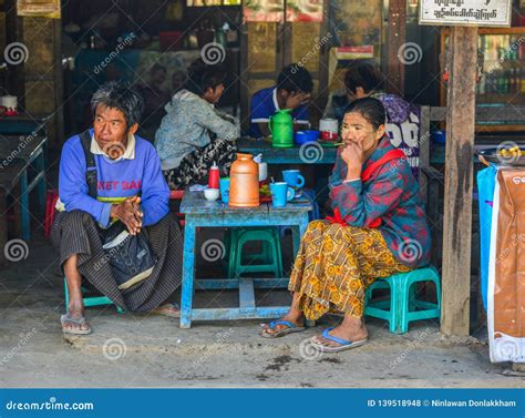 People Drink Coffee On Street In Yangon Myanmar Editorial Stock Photo