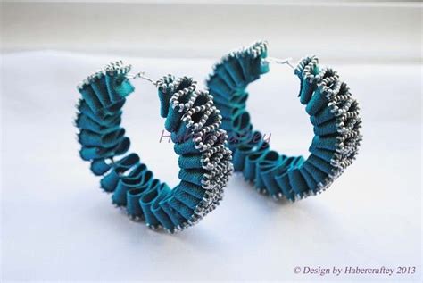 Wavy Zipper Hoop Earrings Handmade In All Colours Zip Craft By