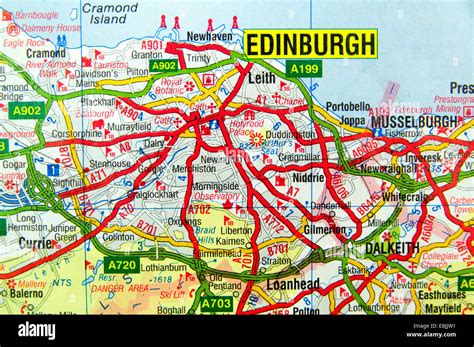 Road Map Of Edinburgh Scotland Stock Photo Alamy