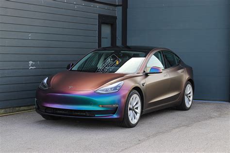 Tesla Model 3 Car Wrap Chameleon Vinyl Wrap Vancouver