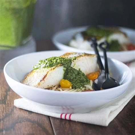 Pesto Topped Chilean Sea Bass Feed Your Soul Too