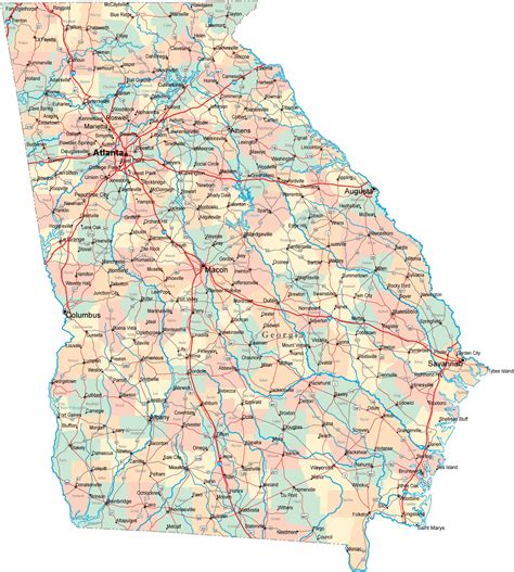 Map Of Georgia Cities And Towns Printable City Maps