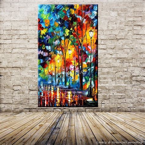 100 Handpainted Wall Art Modern Abstract Paintings Rain Tree Road