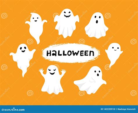 Happy Halloween Ghost Scary White Ghosts Cute Cartoon Spooky