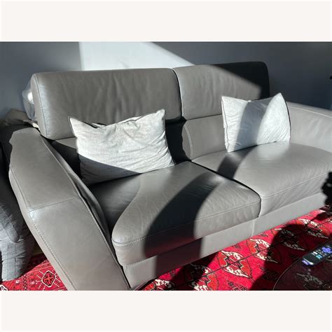 Bloomingdales Patent Leather Sofa In Gray Aptdeco