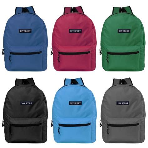 24 Wholesale 15 Bulk Basic Backpacks In 6 Assorted Colors At