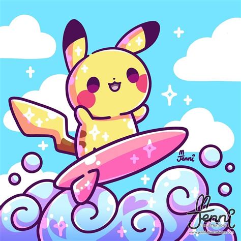 Surfing Pikachuuuu 💖⚡🏄‍♂️🌊 Pikachu Surfingpikachu Pokemon