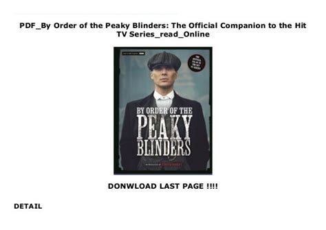 Freeby Order Of The Peaky Blinders The Official Companion To The Hit Tv