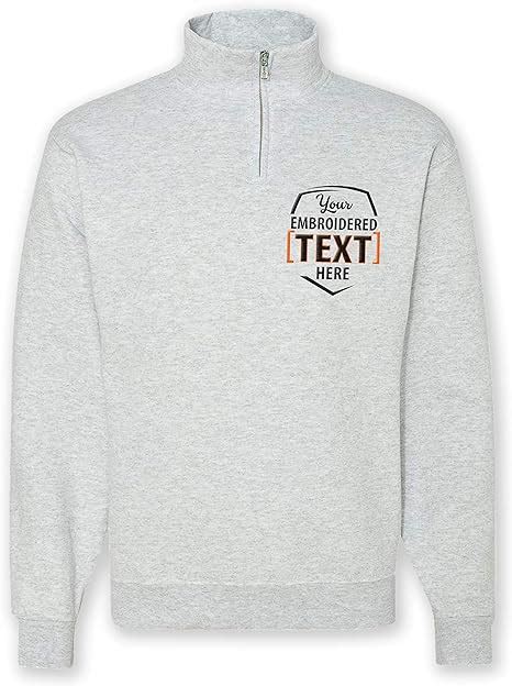 Custom Embroidered Quarter Zip Sweatshirt Logo Text Personalized