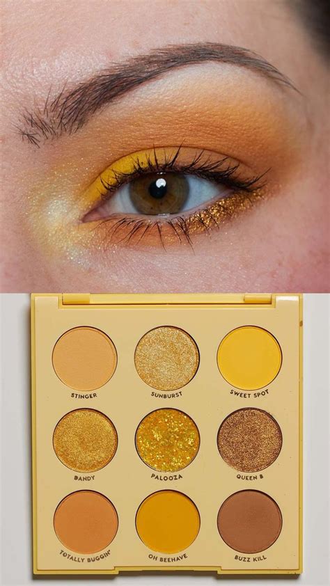 colourpop uh huh honey palette look 1 colorful makeup orange eye makeup yellow eye makeup