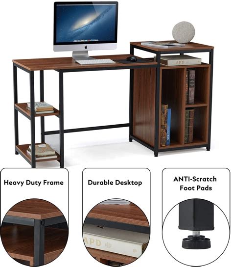 Erommy Computer Desk With Storage Bookshelves47 Inch Writing Deskpc