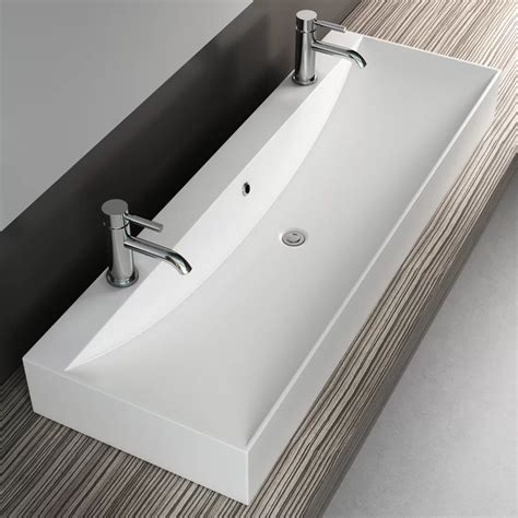 Solidtech White Rectangular Vessel Bathroom Sink With Overflow Bathroom Sink Wall Mounted