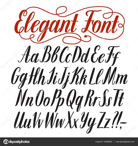 Elegant Calligraphy Vector Font — Stock Vector © Shtonado 135958082