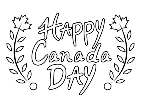 Printable Simple Happy Canada Day Coloring Page