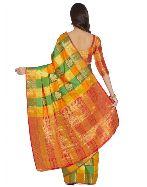 Multicolor Woven Kanchipuram Silk Saree With Blouse Viva N Diva 3328944