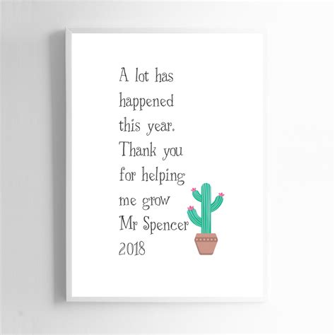 Thank You For Helping Me Grow Teachers Print By Liberty Bee
