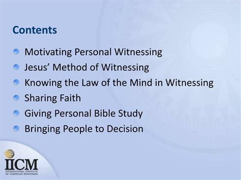 Ppt Principles Of Personal Christian Witnessing Powerpoint