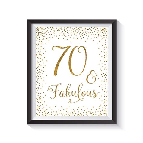 70 And Fabulous 70th Birthday Sign Fabulous Seventy Sign Etsy