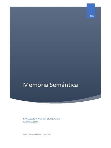 Memoria Semántica Pdf Memoria Neuropsicología