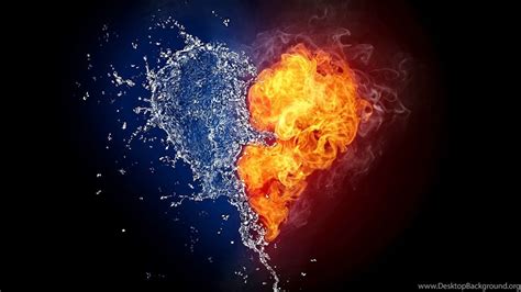 Fire And Ice Heart Wallpapers Bing Images Desktop Background