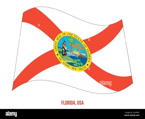 Florida Usa State Flag Waving Vector Illustration On White Background