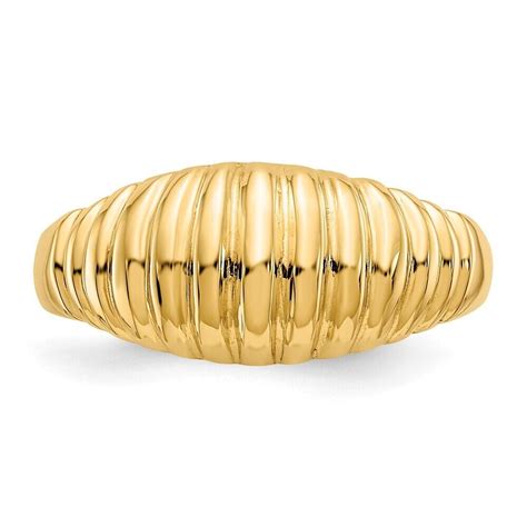 Genuine 14k Yellow Gold High Polished Ribbed Dome Ring 289 Gr Ebay