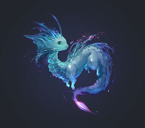 Baby Magical Water Dragon Cute Fantasy Creatures Mythical Creatures