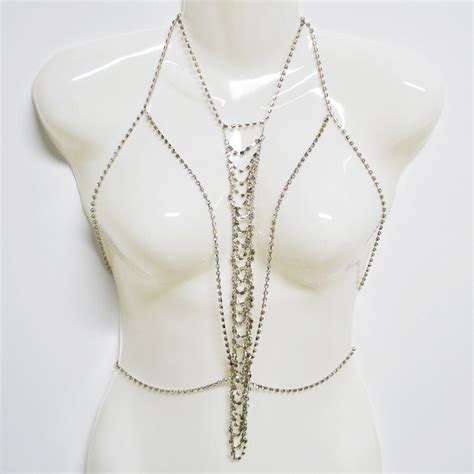 Sexy Breast Body Jewelry Women Girl Crystal Rhinestone Bra Choker