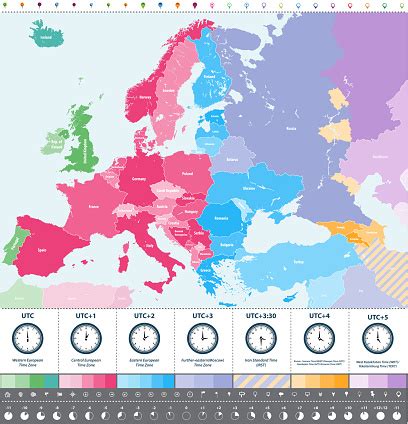 There are 4 time zones in europe. Vector High Detailed Time Zones Map Of Europe Stock ...