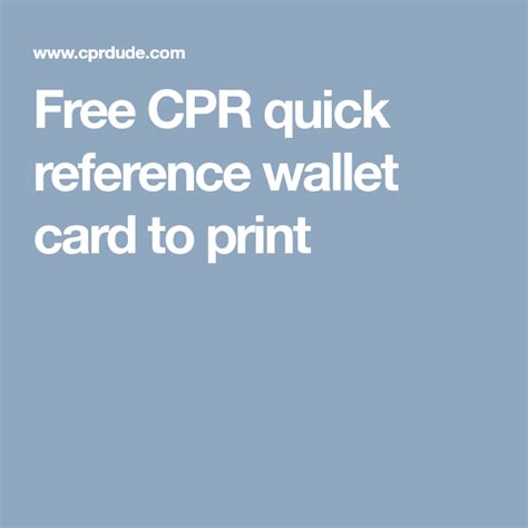Free Cpr Quick Reference Wallet Card To Print Cpr Cpr Instructions
