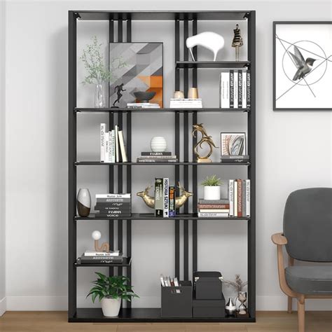 78 Modern Steel Etagere Bookshelf Display Shelving 6 Shelf In Black