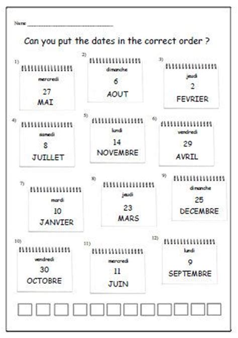 French worksheets and online activities. DAYS & MONTHS FRENCH Worksheet,Primary Printable Resources ...