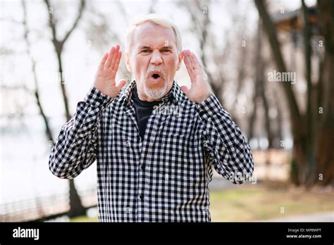 Mad Senior Man Screaming Stock Photo Alamy