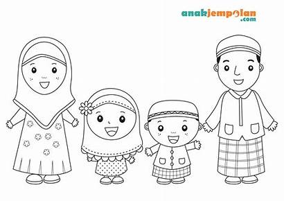 Mewarnai Gambar Kartun Keluarga Muslim Anak Gudang