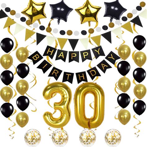 Buy 30th Birthday Decorations 30 Gold Number Balloons Happy Birthday