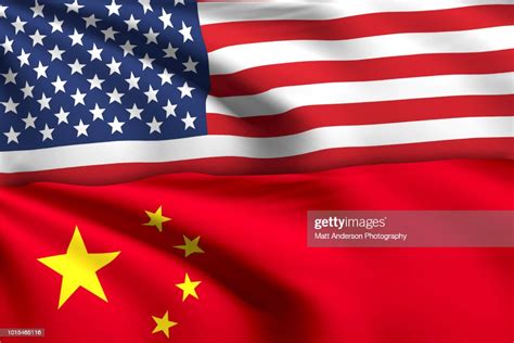 American Flag China Flag No Effect No Texture High Res Stock Photo