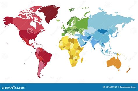 Political Blank World Map Vector Illustration With Different Colors For