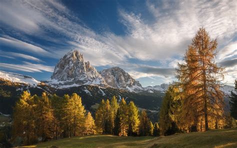 517039 Nature Landscape Fall Mountain Lake Forest Alps Italy Snowy