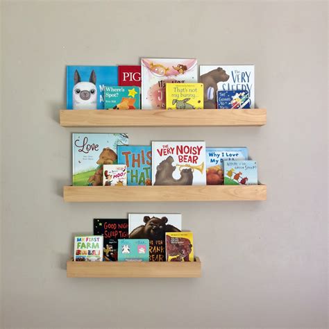 Kids Book Ledges Childrens Bookshelf Timber Wall Mounted Book Ledge