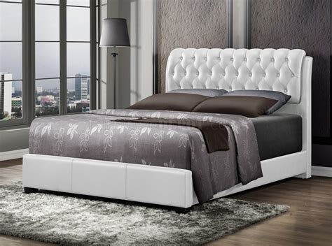 upholstered bed  white leatherette