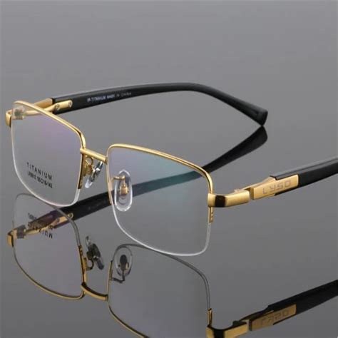 eyelook new brand men titanium half rim optical glasses spectacle business gold silver frame