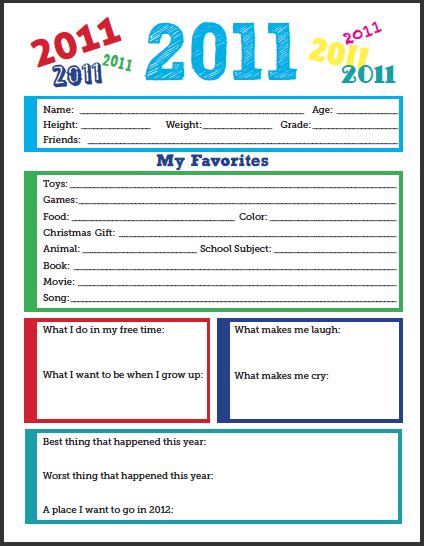 2011 Time Capsule Printable My New Years T To You The Finer