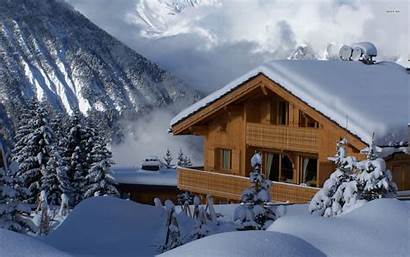 Chalet Winter Wooden Wallpapers Snow Mountain Walldevil