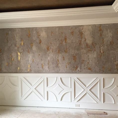 Modern Masters Venetian Plaster On Walls With Gold Foil Accents