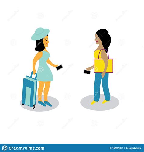 Happy Meeting Of Two Friends Stock Vector Illustration Of Happy