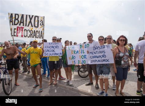 Rio De Janeiro Brazil Th Mar Protesters March With Banners