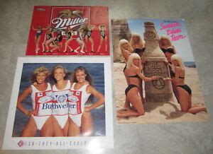 Lot Of S S Swimsuit Bikini Beer Posters Budweiser Miller Old Milwaukee Ebay