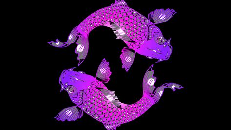Vaporwave Purple Koi Fishes Wallpaper Backiee