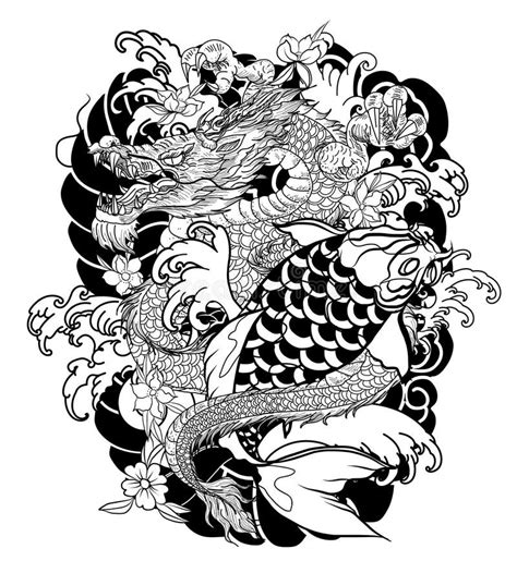 Dragon Koi Fish Drawing